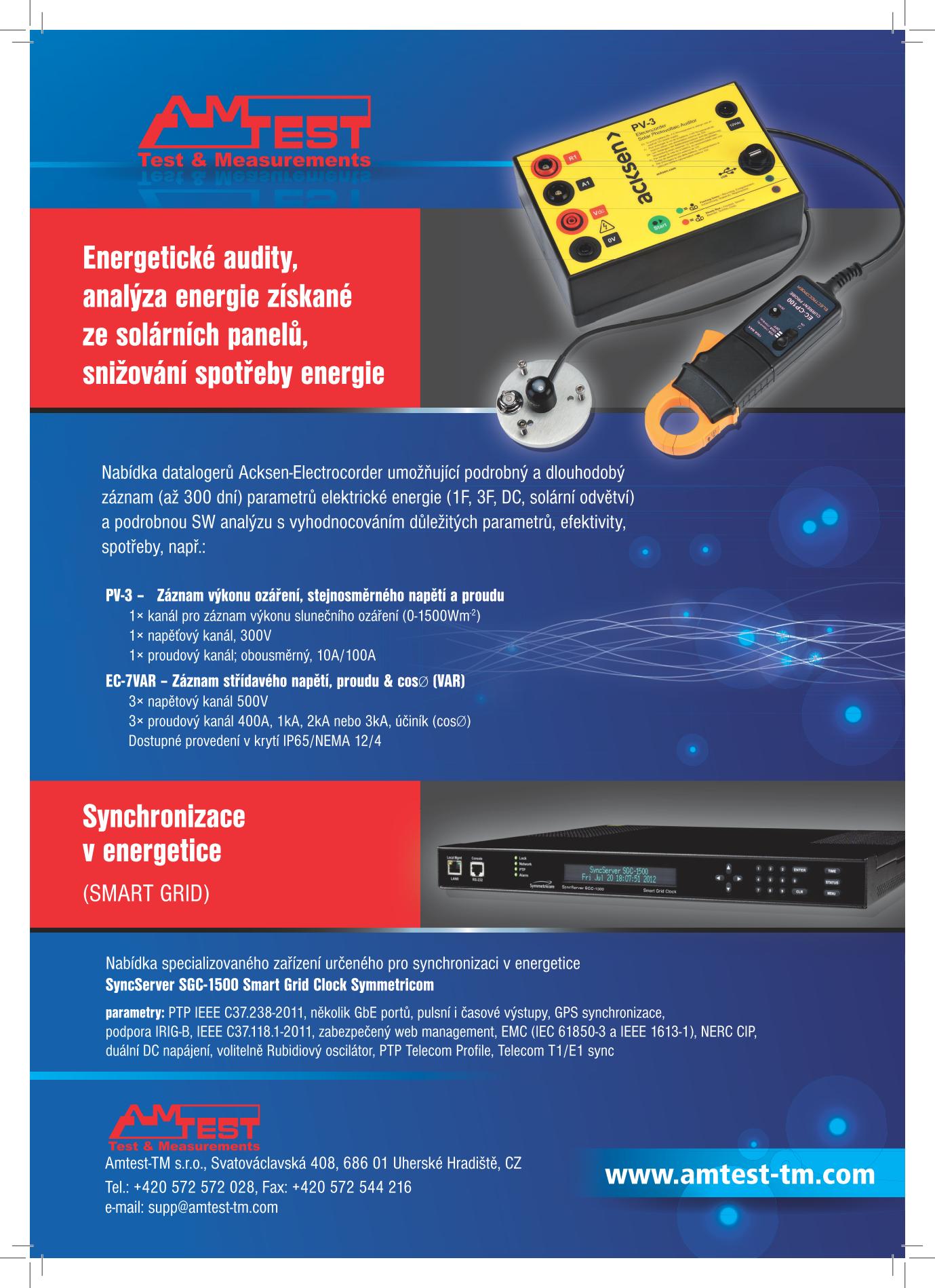 Renewable Energy Loggers, Solar Irradiance Loggers, Audits, Industrial loggers. Synchronisation at power market - SMART GRID